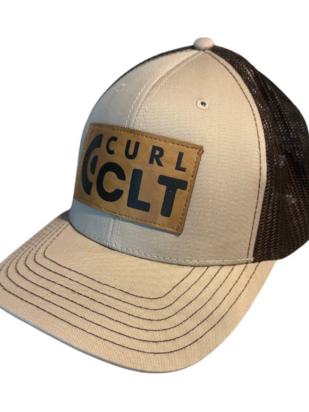 Charlotte Curling Club Leather Patch Trucker Hat Snapback